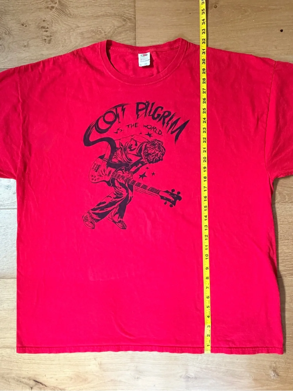 Scott Pilgrim Vs The World Bass Guitar Movie Promo Graphic Tee Red 3XL Indie Y2K